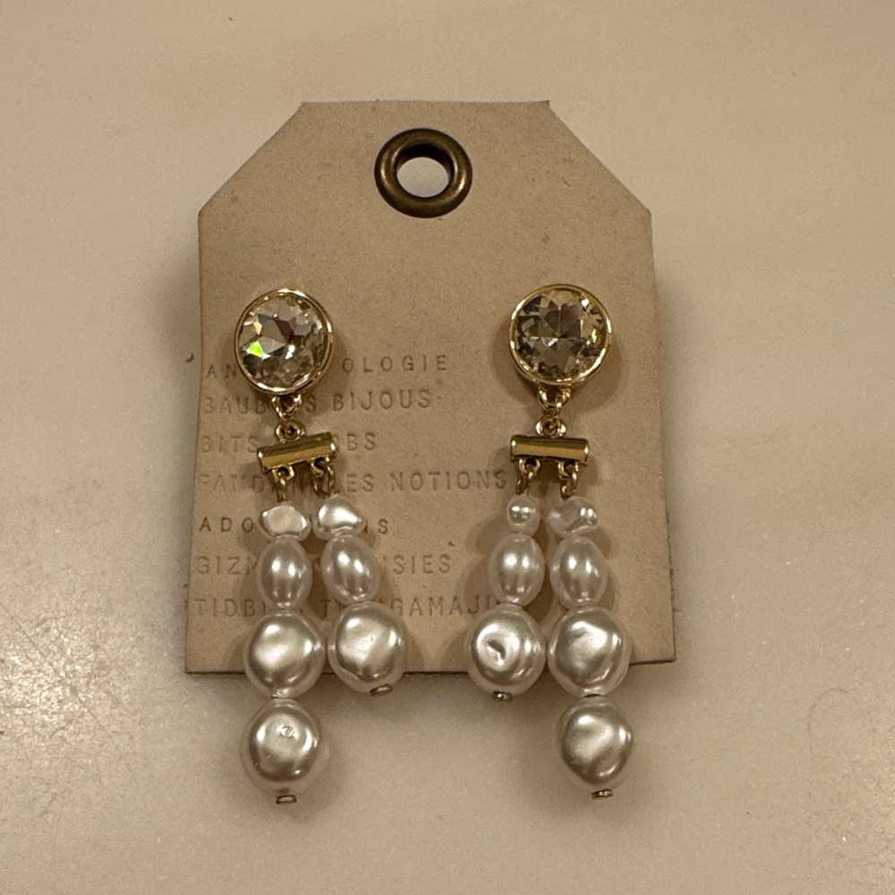 Anthropologie pearl and rhinestone earrings, NWT
